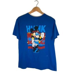 Vintage 80s Mickey Mouse Size M T-Shirt "Hunk" Allison Tag Made In USA Blue